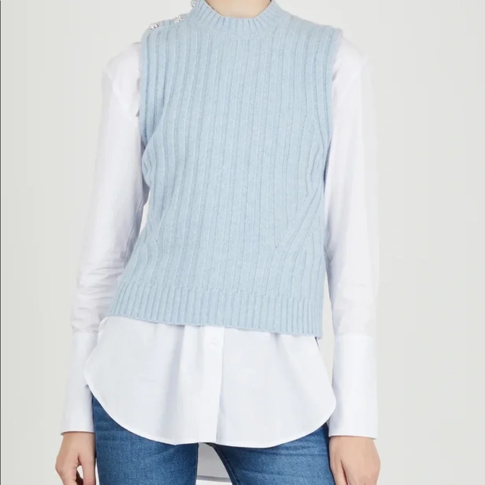 NWT Ganni Wool Blend Sweater w/ Crystal Embellished Buttons - Picture 5 of 15